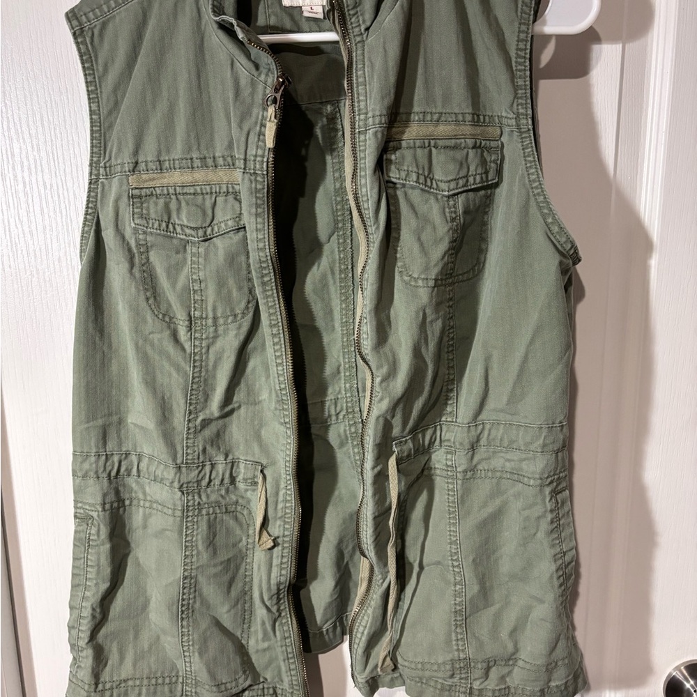 Merona Olive Green Zip-Up Vest